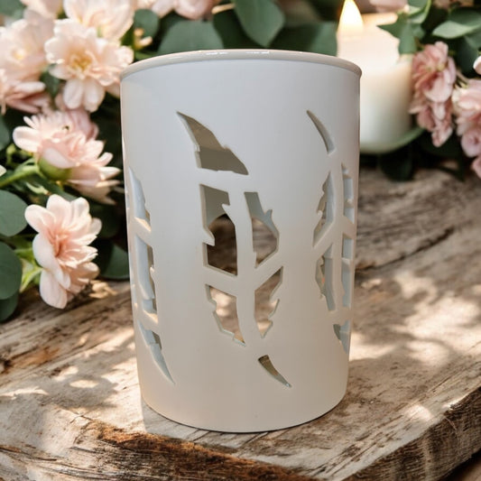 Ceramic Wax Melt Burner - Feather Pattern